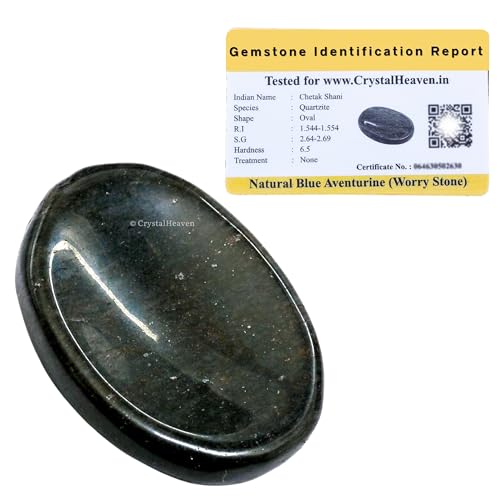 Image of Certified Blue Aventurine Crystal Thumb Worry Pebbles Stones for Anxiety Stress Relief Massage - AAA Grade Original Healing Gemstone Agate Rubbing Stone for Yoga Meditation Spiritual Reiki Feng Shui