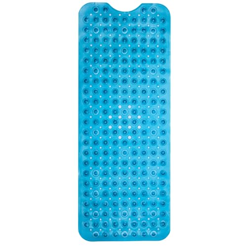 Image of ENKOSI Bath Mat - Large Non Slip Bathtub & Shower Mat - Extra Long 40 X 16 Inch Bathroom Mats for Tub Nonslip Anti Slip Bathmats (40X16 Clear Blue 1-Pack)