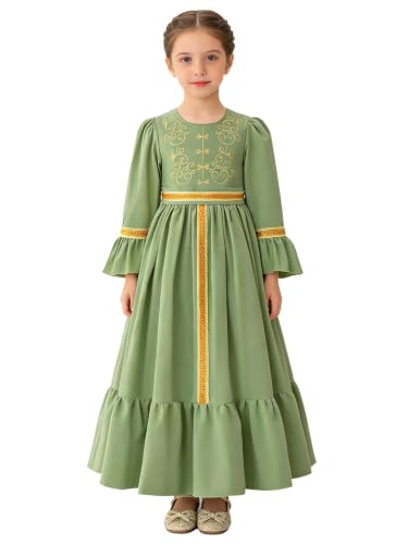 Abaya modeste pour les mariages avec broderie d'or fine pour fillette