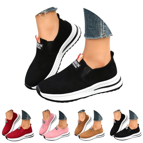 Baskets compensées à enfiler légères : chaussures marche noir 36.5