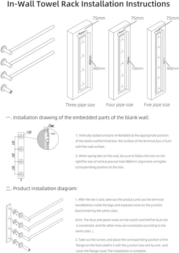Calentador de toallas eléctrico inteligente de pared con 3 varillas en acero inoxidable 304 4