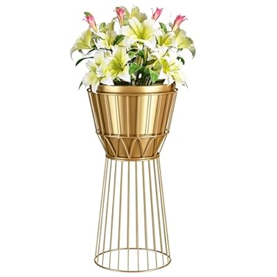 MSTFLOR Metal Plant Stand with Pot 12" - Decorative Metal Plant Holder Stand Indoor, Gold Plant Stand Modern Flower Potted Rack for Corner Display, Living Room, Office, Modern Home Decor,gold