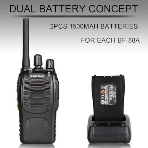 BaoFeng-Walkie-Talkies-for-Adults-Long-Range-Rechargeable-Walkie-Talkie-with-12PCS-Batteries-Earpieces-with-Mic-Portable-FRS-Two-Way-Radios-for-Business-Camping-Family-Kids-Black-BF-88A-6Pack