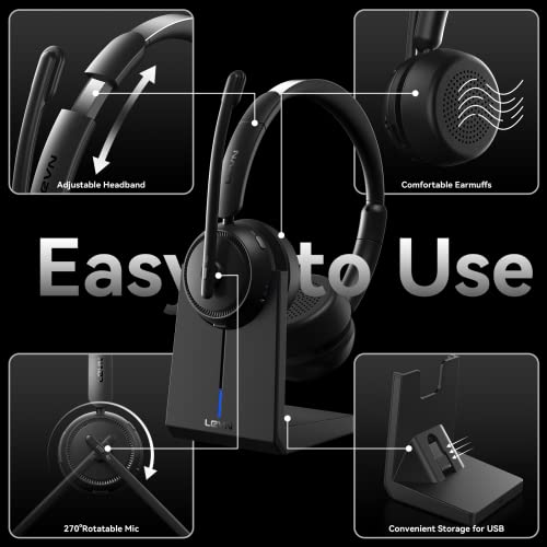 Image of Wireless Headset with Mic for Work, Bluetooth Headset with Microphone (Noise Cancelling & Mute Button), Wireless Headphones with Mic for Work from Home /Office /PC /Call Center /Computer /Laptop /Teams /Zoom