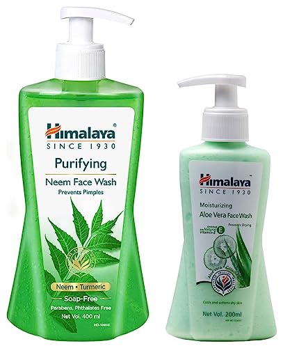 Image of Himalaya Purifying Neem Face Wash, 400 ml and Himalaya Moisturizing Aloe Vera Face Wash, 200ml