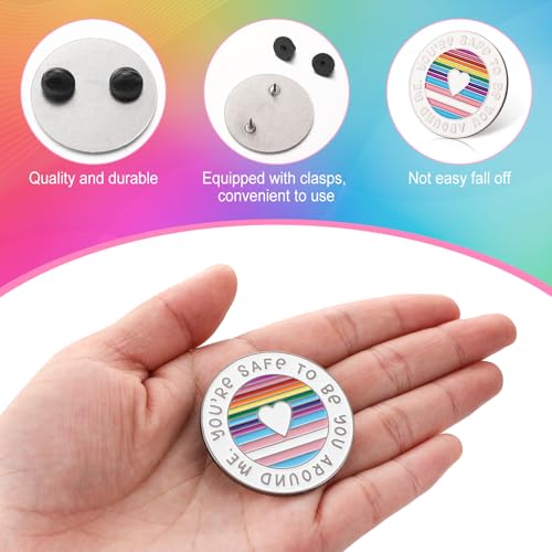 Image of You're Safe to be You Around Me Enamel Lapel Pins LGBT Pride Lapel Pin Letter Inspirational Quote Pin Brooch Gifts Badges for BackPack Clothing Accessories Jewelry Gift