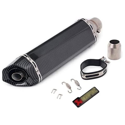 AIMAISEN Motorcycle Exhaust End Silencers Motorbike Refit Rear Pipe Simulation Black Carbon Fiber Universal 38-51MM Stainelss steel Muffler For Dirt Street Bike Scooter ATV Racing (C) Cover