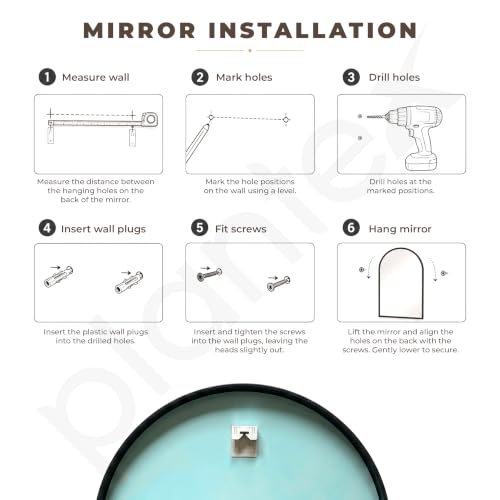 Image of Plantex Aluminium Frame Mirror for Wall /Mirror for Bathroom /Round Mirror for Bathroom /Wall Mount Mirror for Bedroom /Dressing Room /Living Room /Entryway - Shatterproof Mirror (24inch-Brushed Black)