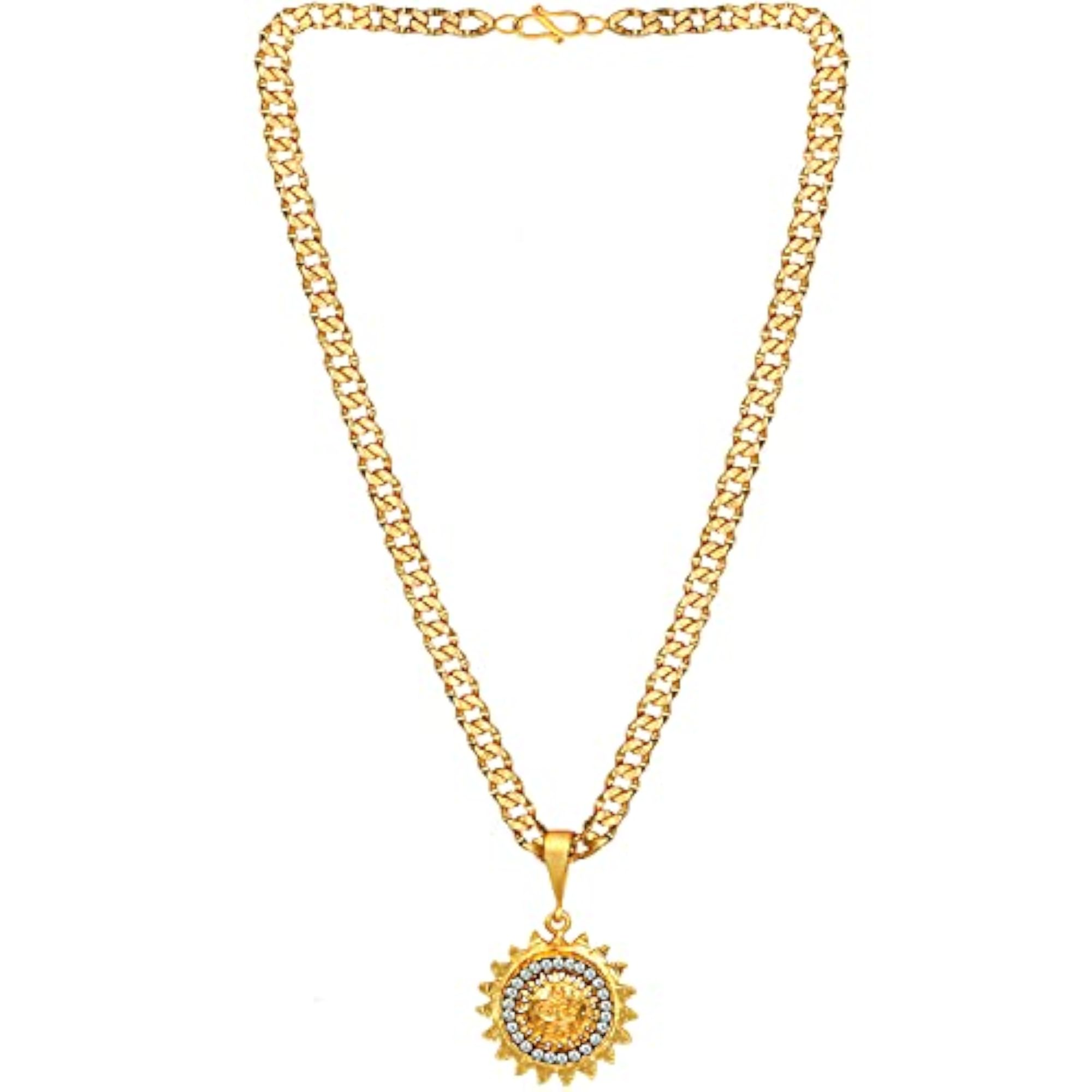 Men's Gold Plated Chain Locket Pendant Necklace