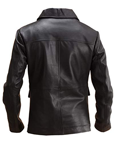 Real Leather Jacket For Men Flap Pockets Black Replica Jacket2