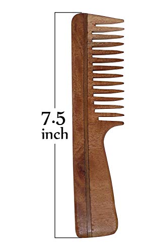 Image of Ekan 100% Natural Handmade Neem Wood Comb For Control Hair Fall And Hair Regrowth For Men And Women Pack Of 1 (Neem wood Comb Model no -4)