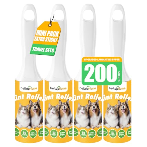 Image of Mini Lint Roller 4 Pack for Pet Hair, 200 Sheets Total