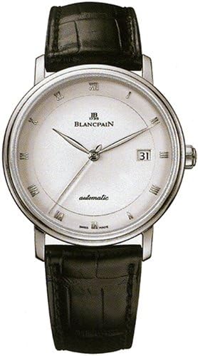 Blancpain Villeret Ultra-Slim Mens Black Strap White Dial Stainless Steel Automatic Watch 6223-1127-55