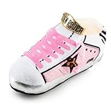 Haute Diggity Dog Pink Golden Pooch Tennis Shoe, Plush Designer Dog Toys with Interactive Squeaker, Stimulating Pet Enrichment, Machine-Washable & Safe Materials for All Breeds, One Size