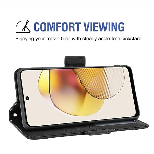 Asuwish Compatible with Motorola Moto G73 5G Wallet Case and Tempered Glass Screen Protector Card Holder Stand Leather Flip Cell Accessories Phone Cover for G 73 73G Women Men Black - Image 3