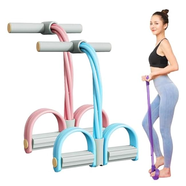 Yoga Foot Pedal Resistance Band for Women 6 Tube Elastic Fitness Puller for Full Body Home Workout Strength Training Slimming and Stretching Ideal for Abdomen Waist Arms Legs and Yoga Exercises