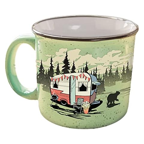 Ceramic Coffee Mug - 15 oz Retro Inspired Camping Mug - for Hot & Cold Drinks - Works as a Tea, Soup, & Coffee Mug - Stylish, Versatile, & Microwaveable Camping Coffee Mugs by Camp Casual Cover