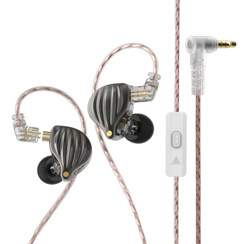 Zambuph Auriculares intrauditivos con Cable Desmontable de 3,5mm, Auriculares con cancelación de Ruido para teléfono, dinámicos 2 Pines para Caminar, música para Ordenador, Gris con micrófono
