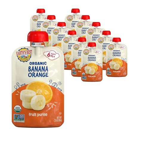 Image of Earth's Best Organic Banana Orange Pouch, 3.5 oz (Pack of 12)