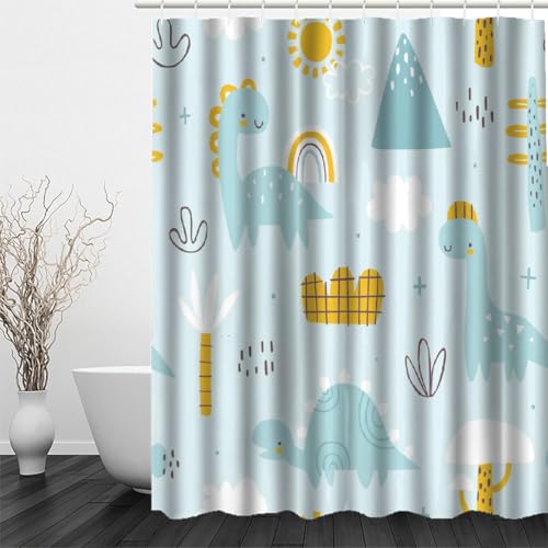 Rideaux de douche en tissu polyester haut de gamme avec impression 3D dinosaure durable