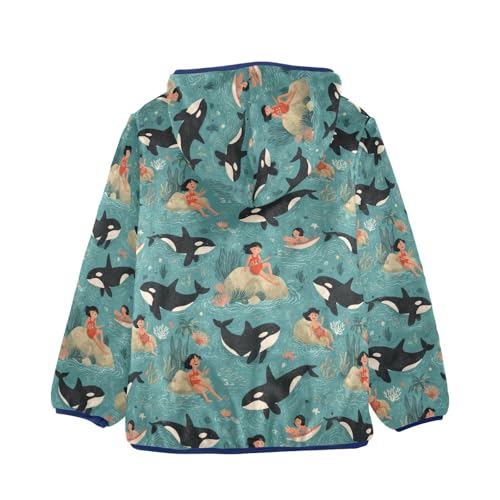 Orca Toddler Fleece Jacket Baby Boys Hooded Zipper Long Sleeve Thick Warm Outerwear 3-10 Years2