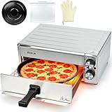 Anatole Electric Pizza Oven Indoor Air Fryer 12" 1800W Stainless Steel Countertop Pizza Maker Convection Cooker Time Temperature Adjustable with Removable Crumb Tray ETL Certified