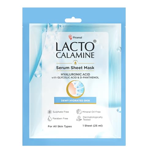 Image of Lacto Calamine Hyaluronic Acid Face Sheet Mask |Instant Hydration |Glycolic Acid & D-Panthenol|30 g
