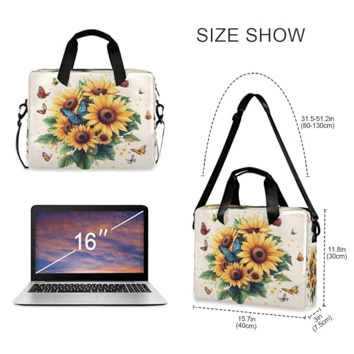 Maletín para laptop ALAZA diseño girasol y mariposa miniatura 4