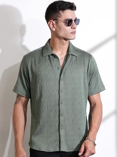 Image of Thomas Scott Men Polyester Blend Solid Oversized Fit Shirt