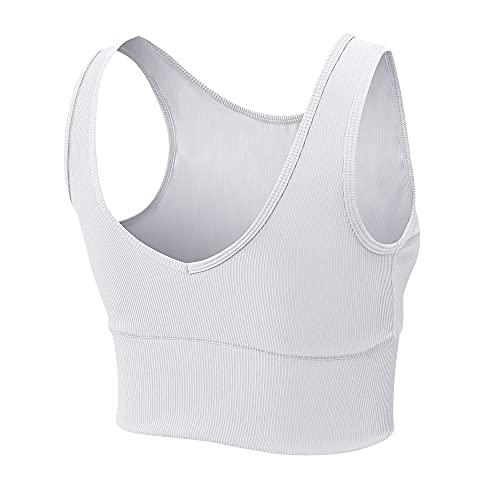 Image of Women Ribbed Tank Tops Reversible Crew /V Neck Sleeveless Workout Comfort Sport Yoga Running Shirts