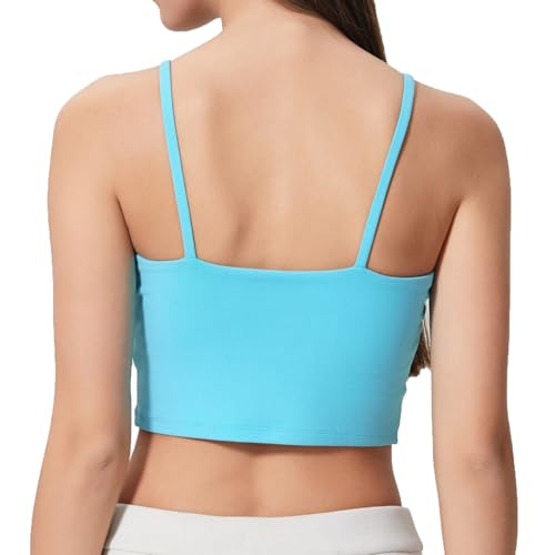 Image of Women's Strappy Stretch Sports Bra Longline Yoga Tank Top Fitness Bra Workout Camisole Crop Tops for Teen Girl