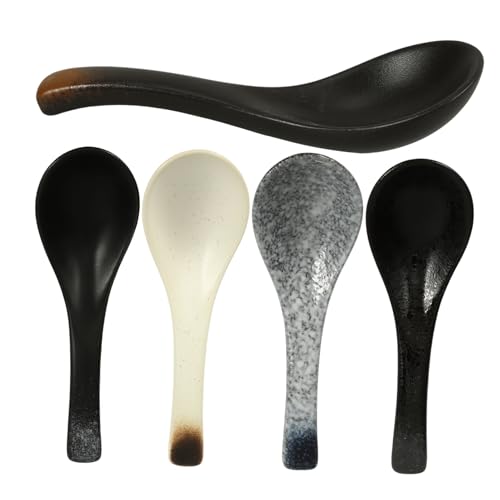 La Mejor Selección de Cucharas chinas - los más vendidos. 47 GLEAVI 5 Piezas Cuchara De Cerámica Japonesa Cucharón Porcelana Cucharas Para Servir Grandes Oriental Largo Servicio Cucharas Chinas Cuchara Japonesa Cucharas De Sopa Japonesas