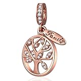 Sambaah Family Tree Charm Sterling Silver Rose Gold Tree of Life Charm Pendant Love Makes a Family...