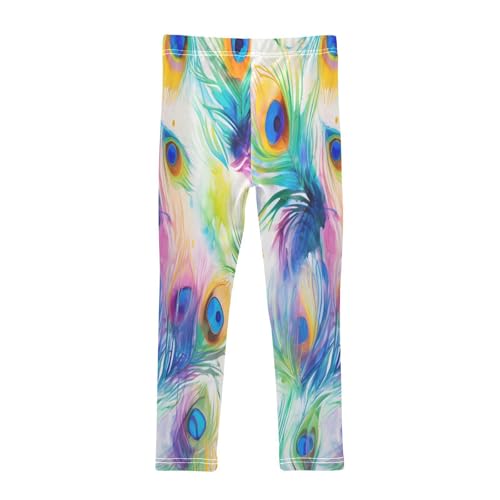 Bolaz Toddler Girls Leggings Printed Yoga Pants Leggings Colorful Blue Feather for Kids2