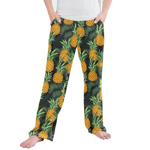 Pineapple Long Pajama Pants Elastic Waist PJ Bottoms with Pockets S A110167