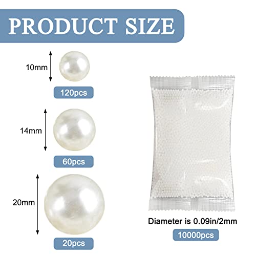 Urroma Pearl For Vase Filler, 200 Pieces 10Mm 14Mm 20Mm No Hole Pearls For Crafts Water Beads And Plastic Floating Pearls For Vases Wedding Birthday Party Home Table Decor, Beige #TOP1