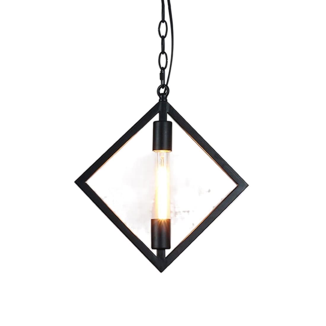 Lámpara colgante de metal de hierro E27 vintage con pantalla cuadrada para techo de cocina