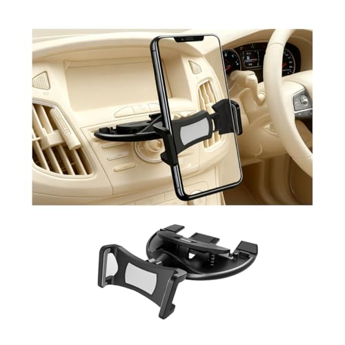 Zpana Car CD Slot Phone Holder, 360° Rotatable Anti-Vibration Sturdy CD Player Vehicles Cellphone Mount, Single-Press Release Hands-Free Automotive Smartphone Holder, Universal Fit (Gray)