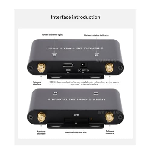 Carte d'extension communication USB 3.2 5G avec boîtier pour module M.2 Simcom Quectel - 6