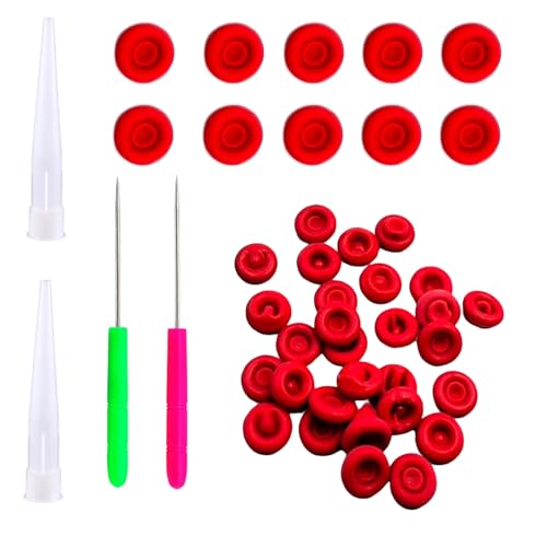 Image of 60Pcs Red Caulk Cap,Caulk Saving Cap Caulk Finishing Tool with 2 Piercing Needle 2 Caulk Nozzle for Sealing and Preserving