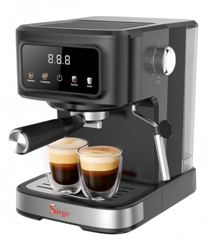 Sirge GRANBAR Macchina per Caffè Espresso e Cappuccino Manuale Pompa Italiana 20 bar 1100W SUPERCREMA con 2 FILTRI CREMAPIU
