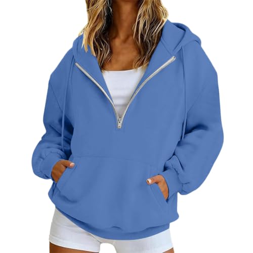 HswsEJ Womens Half Zip Pullover Fleece Quarter Zip Oversized Hoodie - image 1