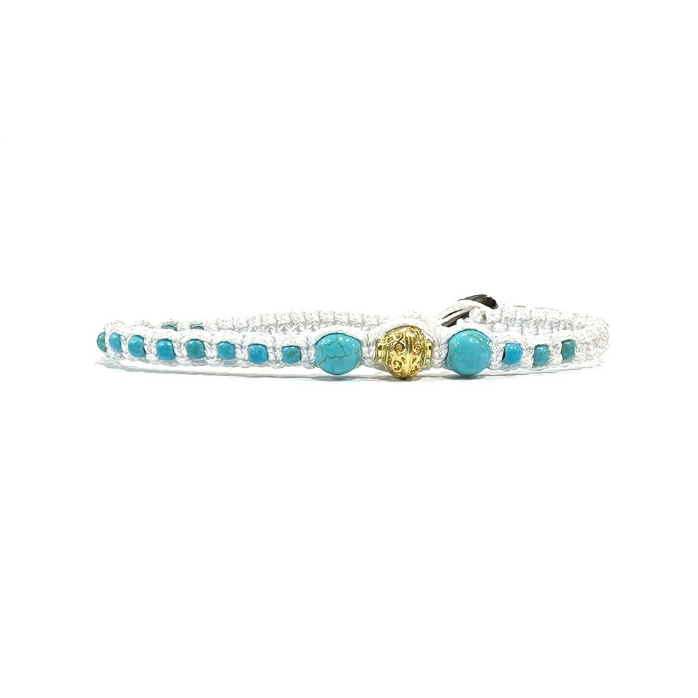 Cavigliera Portafortuna Donna | Cavigliera Estiva Tibetana Shamballa, Realizzata in Pietre Naturali per l'Estate, Comoda Pratica e Resistente, Cavigliere Regolabili Donna