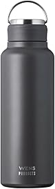 アトラス 水筒 1000ml 保冷 保温 真空断熱 ステンレス パッキン一体型 ハンドル付き シームレス スクリューボトル 直飲み 洗いやすい お手入れ楽 アウトドア WENS ウェンズ グレー 白湯 AWSL-1000GY