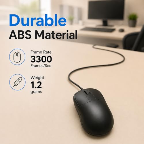 Image of Ant Globe 18 Wired Optical Mouse, USB Type C Computer Mouse with Adjustable 1600 DPI Sensor, Ergonomic Lightweight Corded Office Mouse with 1.2m Cable for Laptop, PC, Desktop,Windows,Mac &Linux, Black