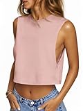 Womens Workout Cropped Tank Tops Summer Crewneck Crop...