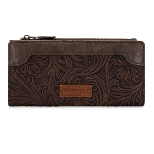 Image of X Wrangler Western Womens Wallet Bifold Tooling Flower Credit Card Holder