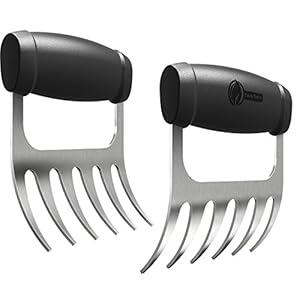 Cave Tools Metal Meat Claws for Shredding Pulled Pork, Chicken, Turkey, and Beef- Handling & Carving Food – Barbecue Grill Accessories for Smoker, or Slow Cooker – Knuckle Grip