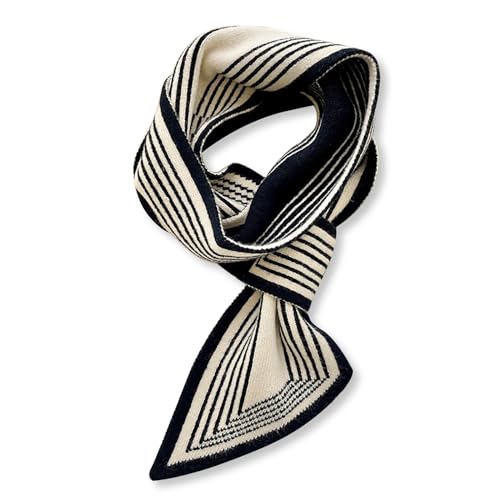 Winter Skinny Knitted Scarf Women Easy Pull-Through Stripe Houndstooth Animal Print Knitted Neckerchief Collar Scarf