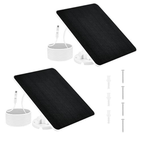 Image of 6W Solar Panel for Outdoor Security Camera, 5V USB/Type-C Charger with 10ft Cable - IP65 Waterproof, 360° Adjustable Bracket, Compatible with Rechargeable Battery Camera, 2Pack